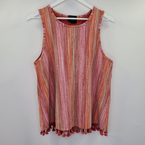 W5 Tops - Anthro W5 Colorblock Striped Tank Pom Poms Boho